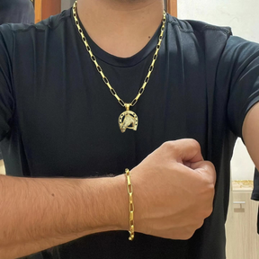 Conjunto Tijolinho 6MM + Pingente Ferradura Cavalo